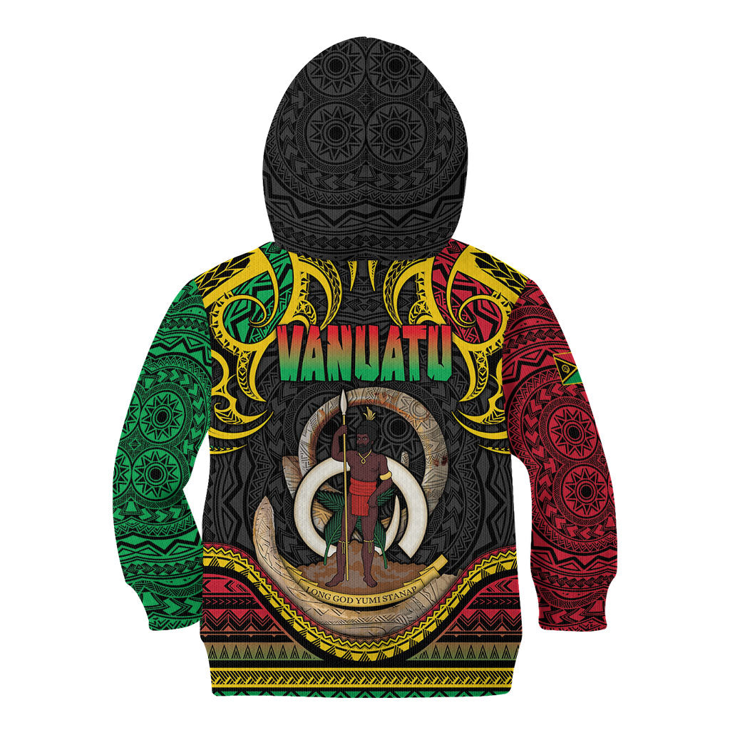 Vanuatu Language Week Kid Hoodie Boar Tusk Warrior Tribal Floral Pattern