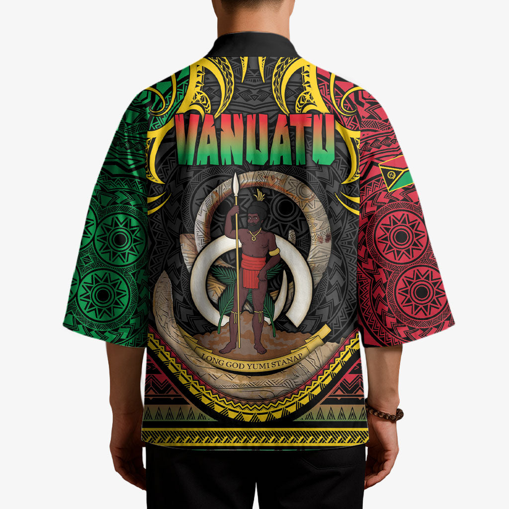 Vanuatu Language Week Kimono Boar Tusk Warrior Tribal Floral Pattern