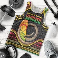 Vanuatu Language Week Men Tank Top Boar Tusk Warrior Tribal Floral Pattern