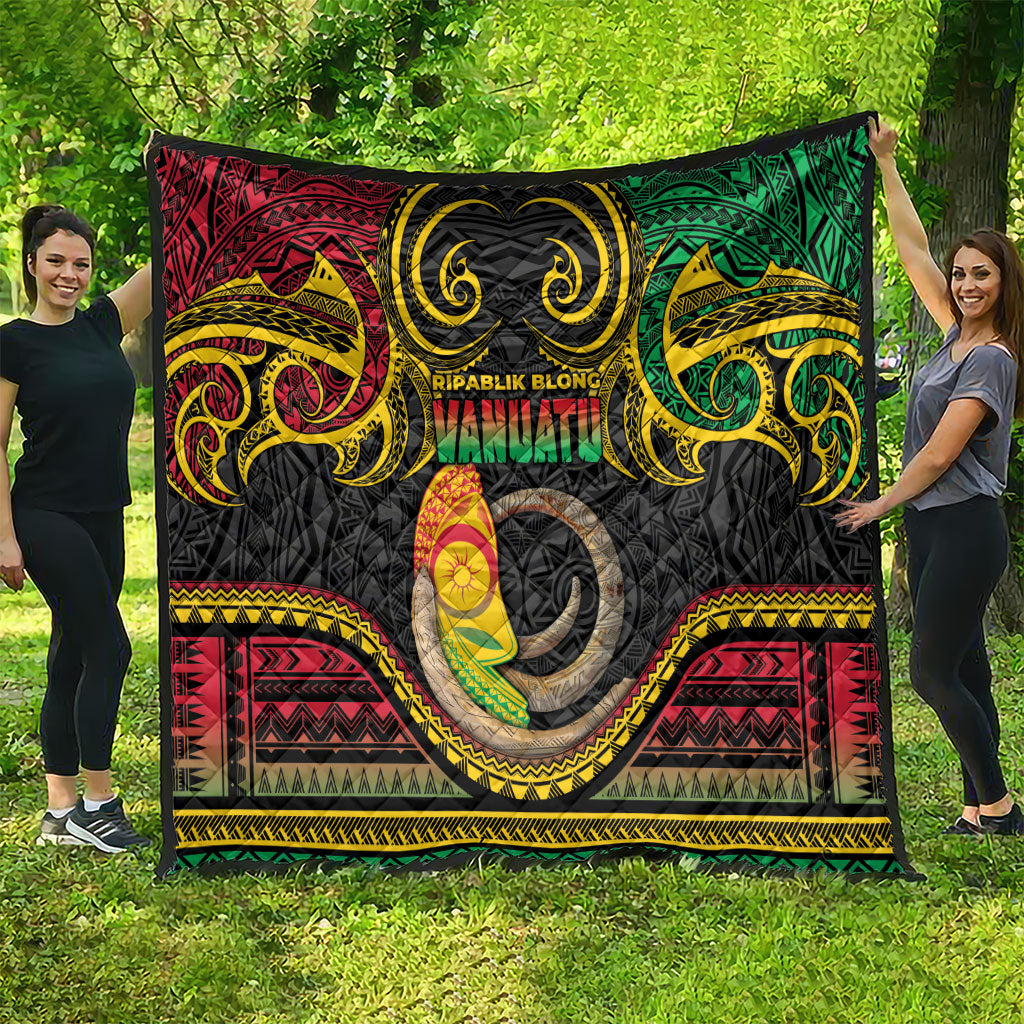 Vanuatu Language Week Quilt Boar Tusk Warrior Tribal Floral Pattern