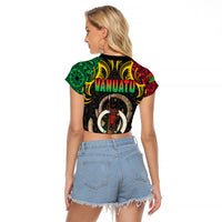 Vanuatu Language Week Raglan Cropped T Shirt Boar Tusk Warrior Tribal Floral Pattern
