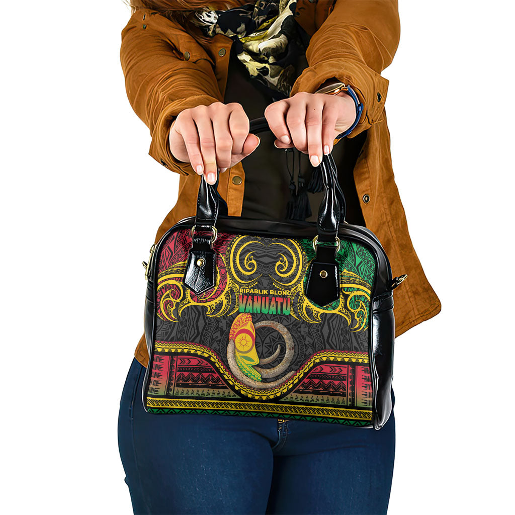 Vanuatu Language Week Shoulder Handbag Boar Tusk Warrior Tribal Floral Pattern