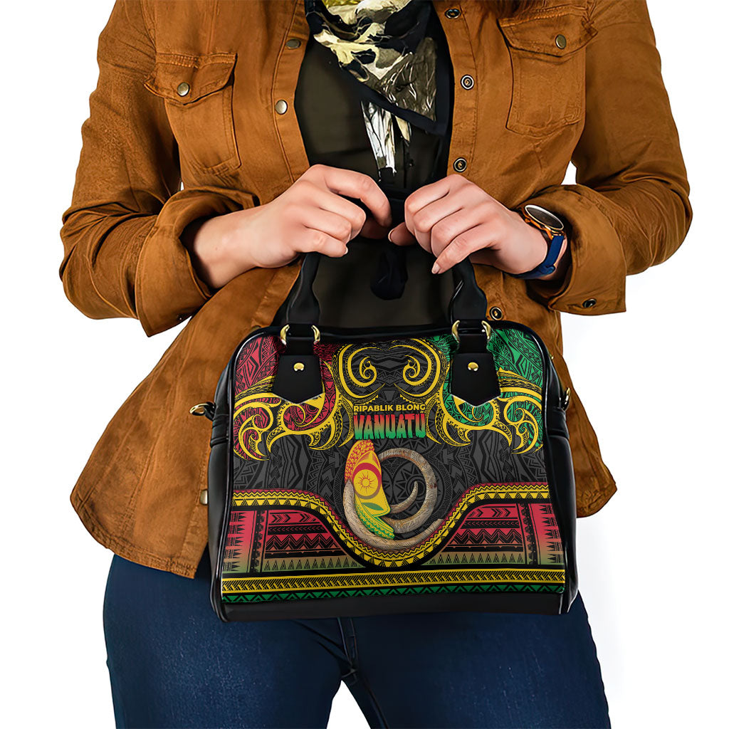 Vanuatu Language Week Shoulder Handbag Boar Tusk Warrior Tribal Floral Pattern