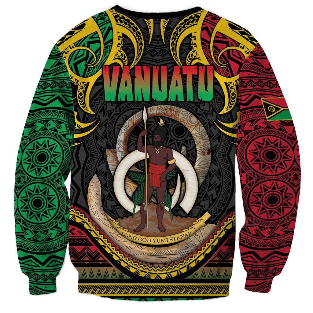 Vanuatu Language Week Sweatshirt Boar Tusk Warrior Tribal Floral Pattern