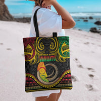 Vanuatu Language Week Tote Bag Boar Tusk Warrior Tribal Floral Pattern