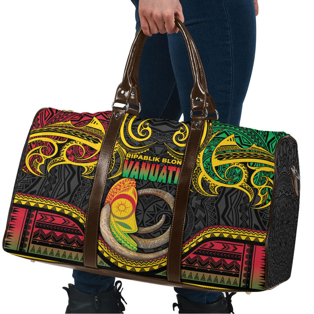 Vanuatu Language Week Travel Bag Boar Tusk Warrior Tribal Floral Pattern