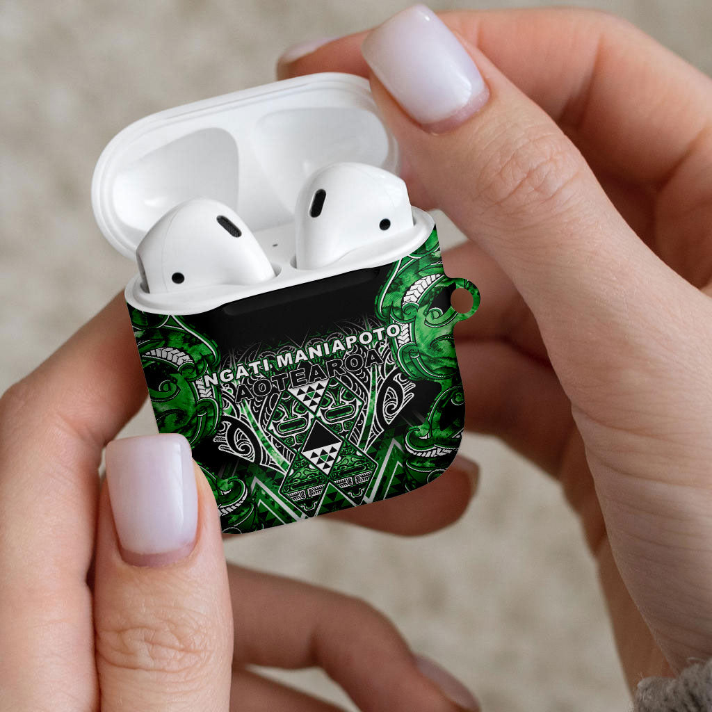 Aotearoa Ngati Maniapoto AirPods Case Maori Tribal Green Paua Shell Pattern DT05 - Polynesian Pride