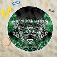 Aotearoa Ngati Maniapoto Beach Blanket Maori Tribal Green Paua Shell Pattern DT05 One Size 150cm Green - Polynesian Pride