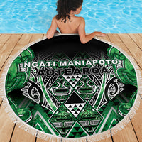 Aotearoa Ngati Maniapoto Beach Blanket Maori Tribal Green Paua Shell Pattern DT05 - Polynesian Pride