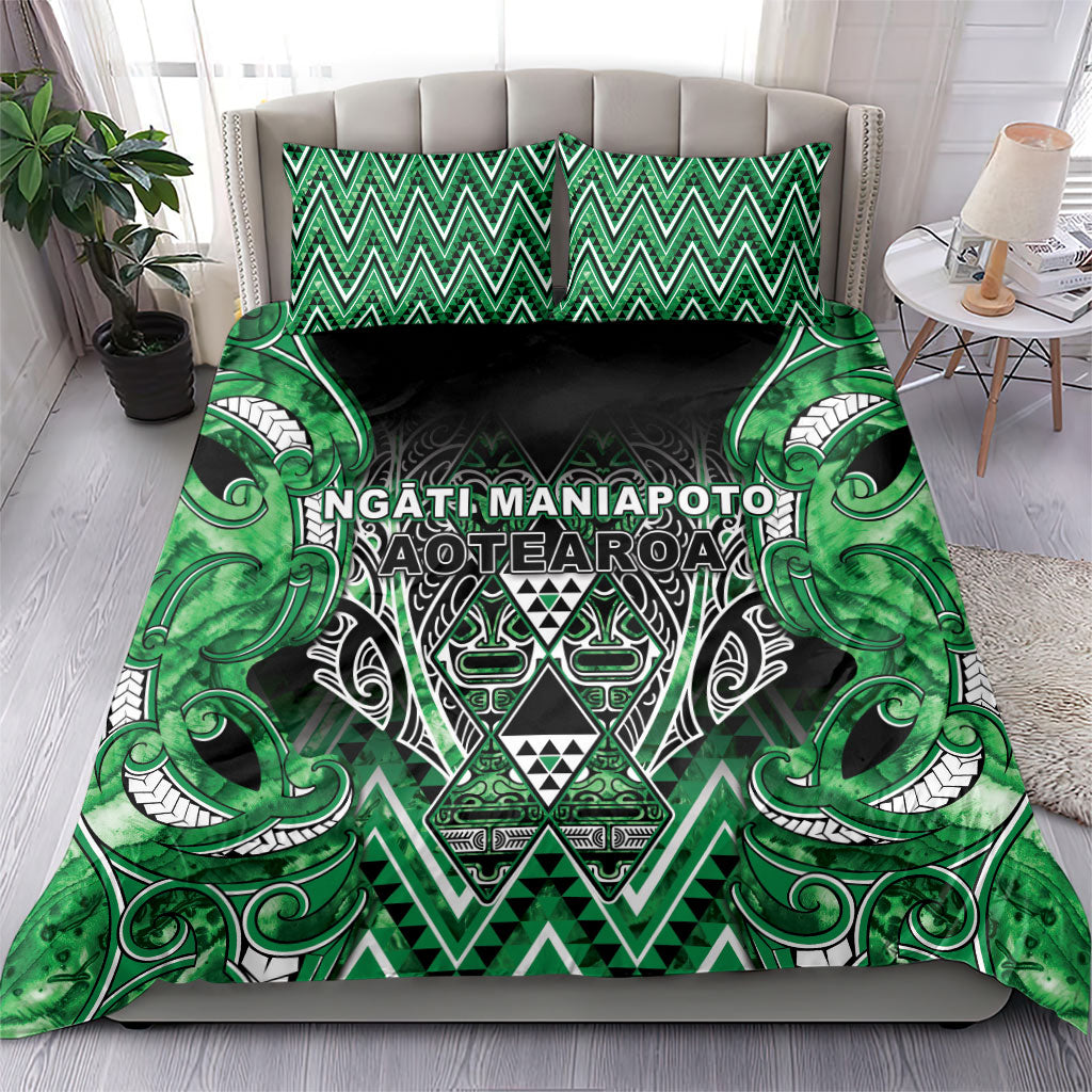 Aotearoa Ngati Maniapoto Bedding Set Maori Tribal Green Paua Shell Pattern DT05 - Polynesian Pride