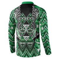Aotearoa Ngati Maniapoto Button Sweatshirt Maori Tribal Green Paua Shell Pattern DT05 - Polynesian Pride