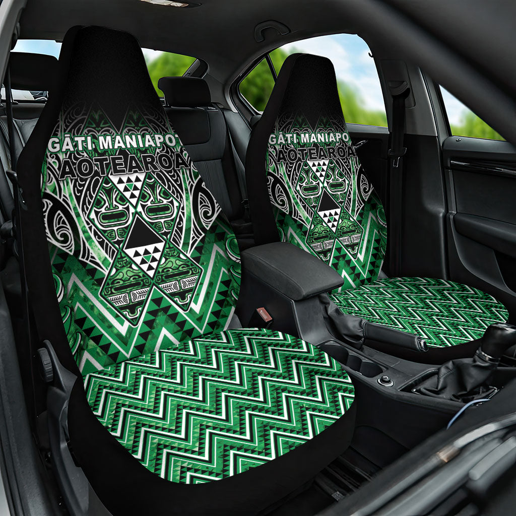 Aotearoa Ngati Maniapoto Car Seat Cover Maori Tribal Green Paua Shell Pattern DT05 One Size Green - Polynesian Pride