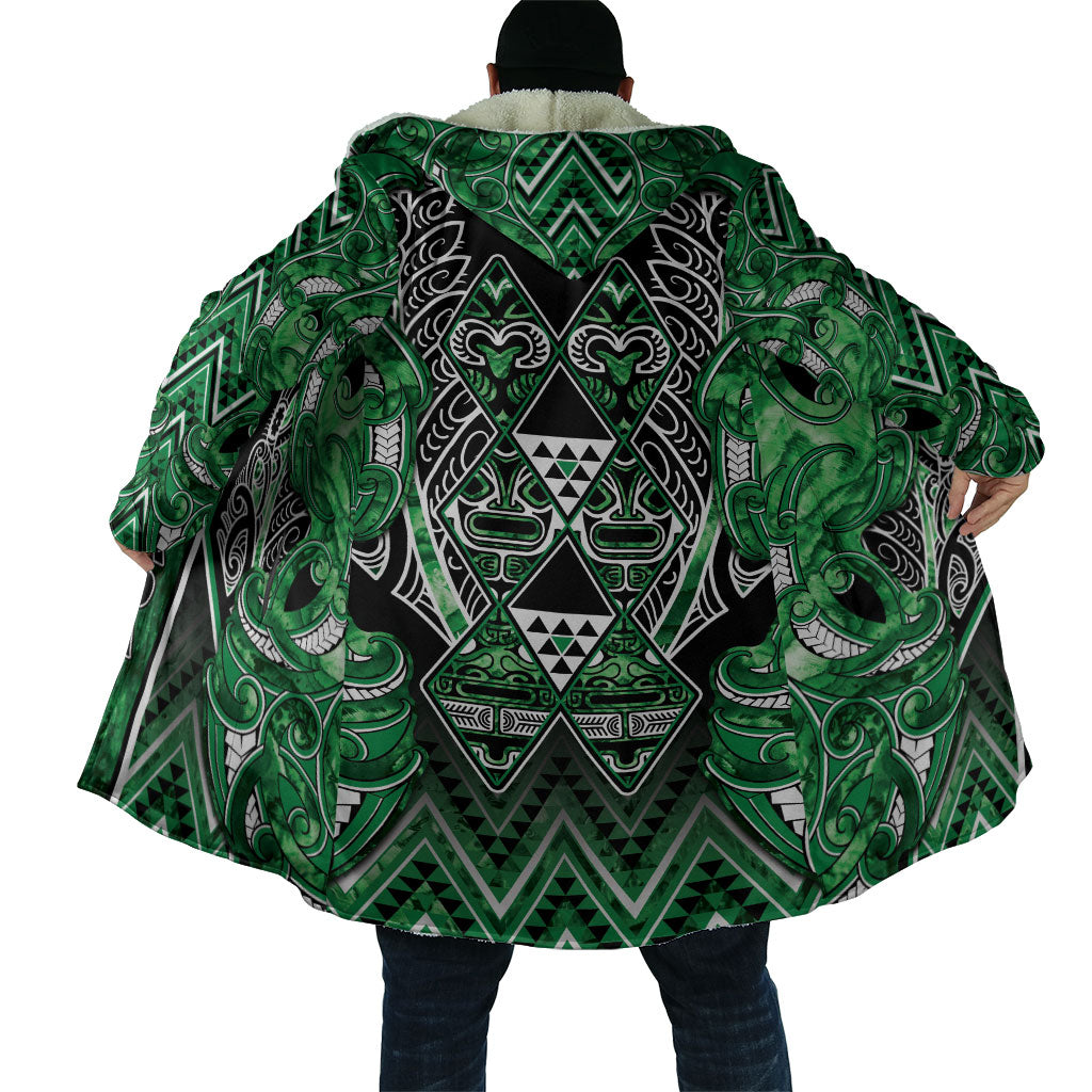 Aotearoa Ngati Maniapoto Cloak Maori Tribal Green Paua Shell Pattern DT05 - Polynesian Pride