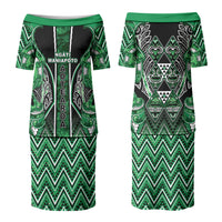 Aotearoa Ngati Maniapoto Couples Matching Puletasi and Hawaiian Shirt Maori Tribal Green Paua Shell Pattern DT05 - Polynesian Pride