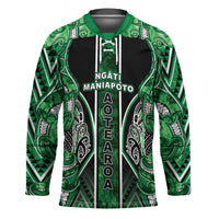 Aotearoa Ngati Maniapoto Hockey Jersey Maori Tribal Green Paua Shell Pattern DT05 Unisex Green - Polynesian Pride