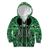 Aotearoa Ngati Maniapoto Kid Hoodie Maori Tribal Green Paua Shell Pattern DT05 Zip Hoodie Green - Polynesian Pride