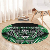 Aotearoa Ngati Maniapoto Round Carpet Maori Tribal Green Paua Shell Pattern DT05 - Polynesian Pride