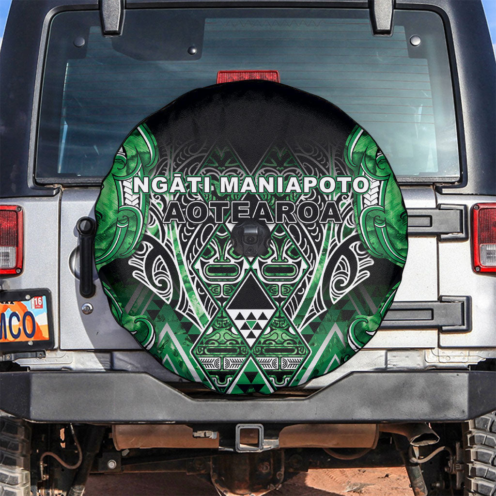 Aotearoa Ngati Maniapoto Spare Tire Cover Maori Tribal Green Paua Shell Pattern DT05 Green - Polynesian Pride
