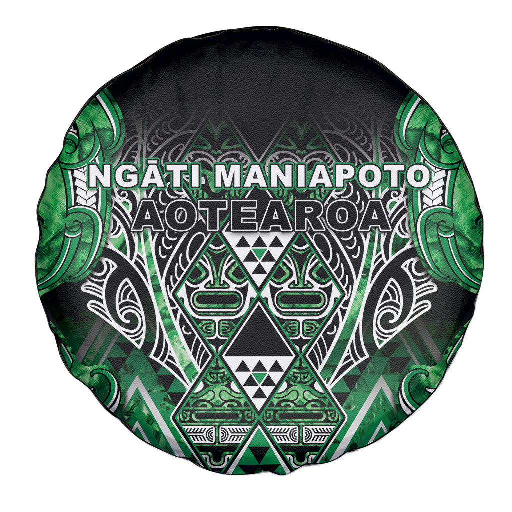 Aotearoa Ngati Maniapoto Spare Tire Cover Maori Tribal Green Paua Shell Pattern DT05 - Polynesian Pride
