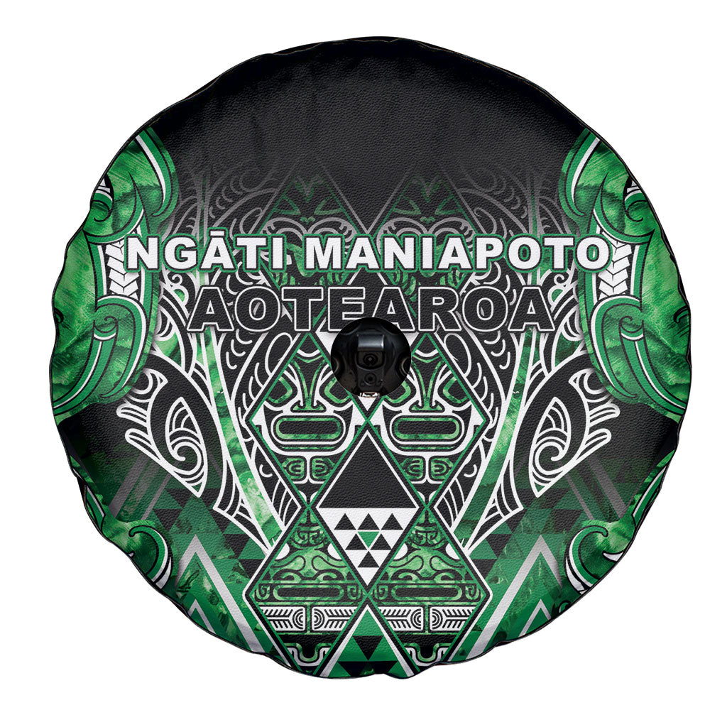Aotearoa Ngati Maniapoto Spare Tire Cover Maori Tribal Green Paua Shell Pattern DT05 - Polynesian Pride