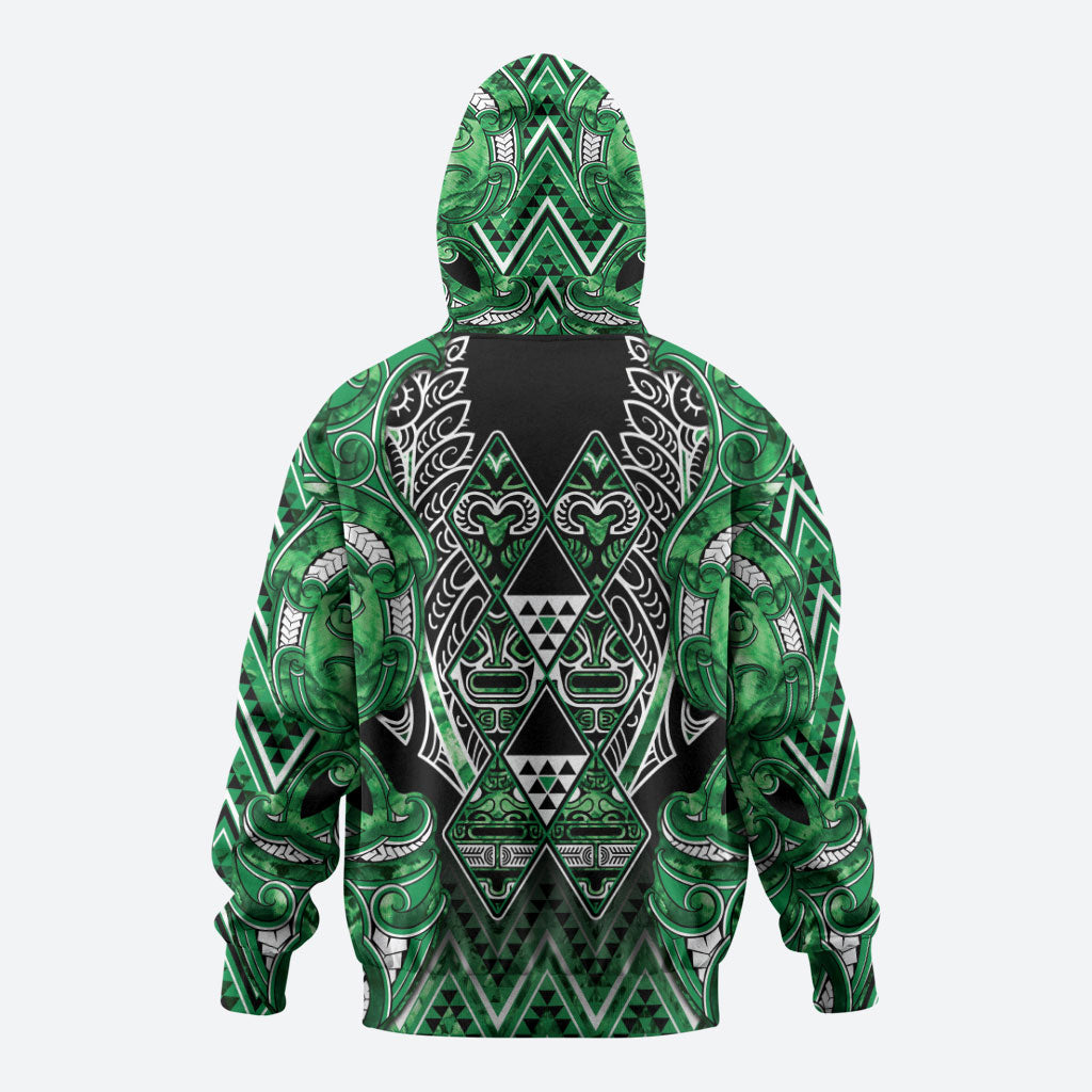 Aotearoa Ngati Maniapoto Zip Hoodie Maori Tribal Green Paua Shell Pattern DT05 - Polynesian Pride