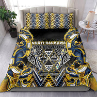 Aotearoa Ngati Raukawa Bedding Set Maori Tribal Yellow And Navy Paua Shell Pattern DT05 - Polynesian Pride