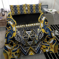 Aotearoa Ngati Raukawa Bedding Set Maori Tribal Yellow And Navy Paua Shell Pattern DT05 - Polynesian Pride