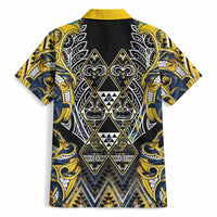 Aotearoa Ngati Raukawa Hawaiian Shirt Maori Tribal Yellow And Navy Paua Shell Pattern DT05 - Polynesian Pride