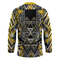 Aotearoa Ngati Raukawa Hockey Jersey Maori Tribal Yellow And Navy Paua Shell Pattern DT05 - Polynesian Pride