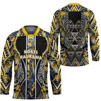 Aotearoa Ngati Raukawa Hockey Jersey Maori Tribal Yellow And Navy Paua Shell Pattern DT05 - Polynesian Pride