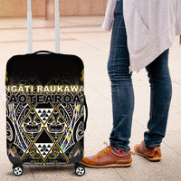 Aotearoa Ngati Raukawa Luggage Cover Maori Tribal Yellow And Navy Paua Shell Pattern DT05 Yellow - Polynesian Pride