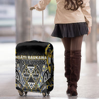 Aotearoa Ngati Raukawa Luggage Cover Maori Tribal Yellow And Navy Paua Shell Pattern DT05 - Polynesian Pride