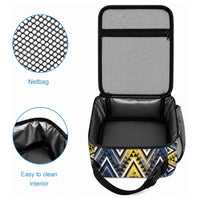 Aotearoa Ngati Raukawa Lunch Bag Maori Tribal Yellow And Navy Paua Shell Pattern