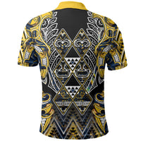 Aotearoa Ngati Raukawa Polo Shirt Maori Tribal Yellow And Navy Paua Shell Pattern DT05 - Polynesian Pride