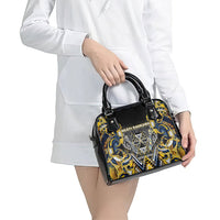 Aotearoa Ngati Raukawa Shoulder Handbag Maori Tribal Yellow And Navy Paua Shell Pattern DT05 - Polynesian Pride