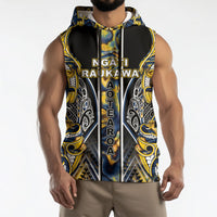 Aotearoa Ngati Raukawa Sleeveless Hoodie Maori Tribal Yellow And Navy Paua Shell Pattern DT05 - Polynesian Pride