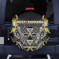 Aotearoa Ngati Raukawa Spare Tire Cover Maori Tribal Yellow And Navy Paua Shell Pattern DT05 No hole Yellow - Polynesian Pride