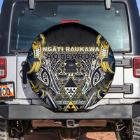 Aotearoa Ngati Raukawa Spare Tire Cover Maori Tribal Yellow And Navy Paua Shell Pattern DT05 Yellow - Polynesian Pride