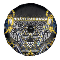 Aotearoa Ngati Raukawa Spare Tire Cover Maori Tribal Yellow And Navy Paua Shell Pattern DT05 - Polynesian Pride