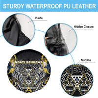 Aotearoa Ngati Raukawa Spare Tire Cover Maori Tribal Yellow And Navy Paua Shell Pattern DT05 - Polynesian Pride