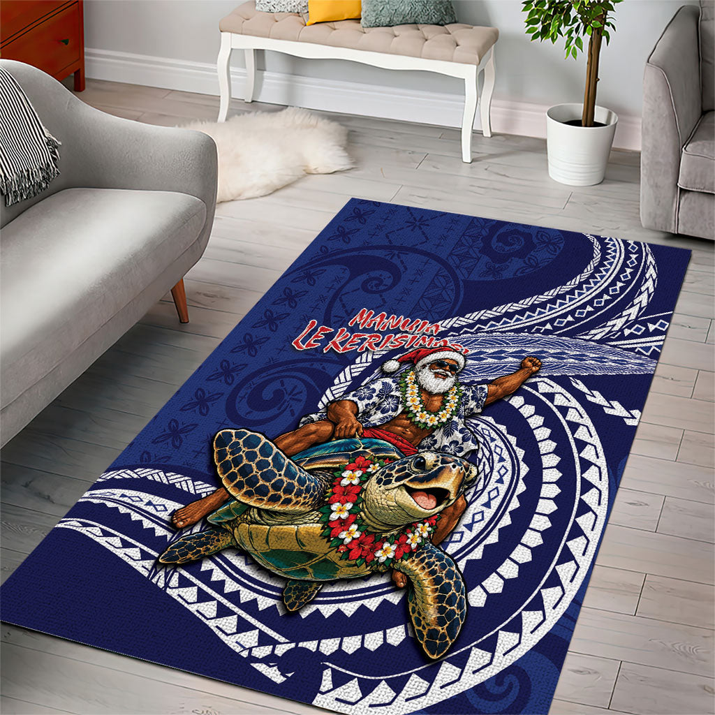 Samoa Christmas Area Rug Santa Riding Sea Turtle