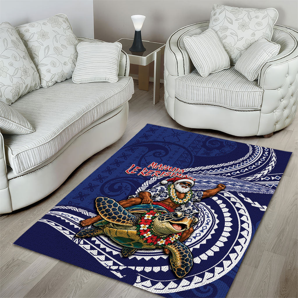 Samoa Christmas Area Rug Santa Riding Sea Turtle