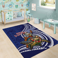 Samoa Christmas Area Rug Santa Riding Sea Turtle