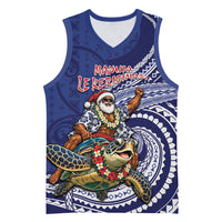 Samoa Christmas Basketball Jersey Santa Riding Sea Turtle