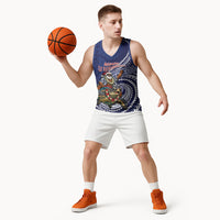 Samoa Christmas Basketball Jersey Santa Riding Sea Turtle