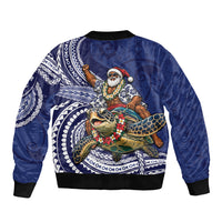 Samoa Christmas Bomber Jacket Santa Riding Sea Turtle DT05 - Polynesian Pride