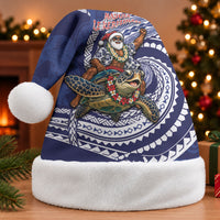 Samoa Christmas Santa Hat Santa Riding Sea Turtle DT05 Without Fur Navy - Polynesian Pride