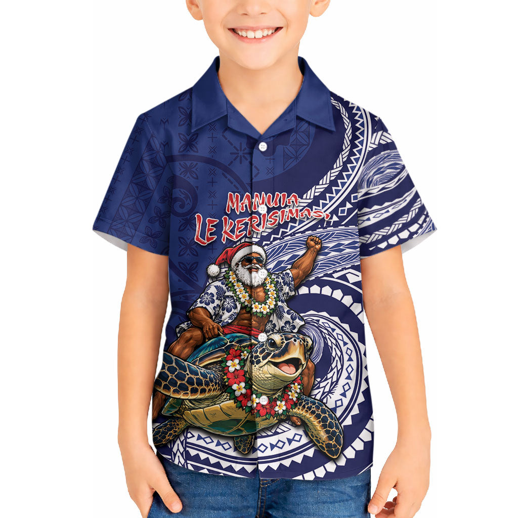 Samoa Christmas Hawaiian Shirt Santa Riding Sea Turtle DT05 - Polynesian Pride