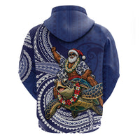 Samoa Christmas Hoodie Santa Riding Sea Turtle