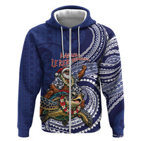 Samoa Christmas Hoodie Santa Riding Sea Turtle